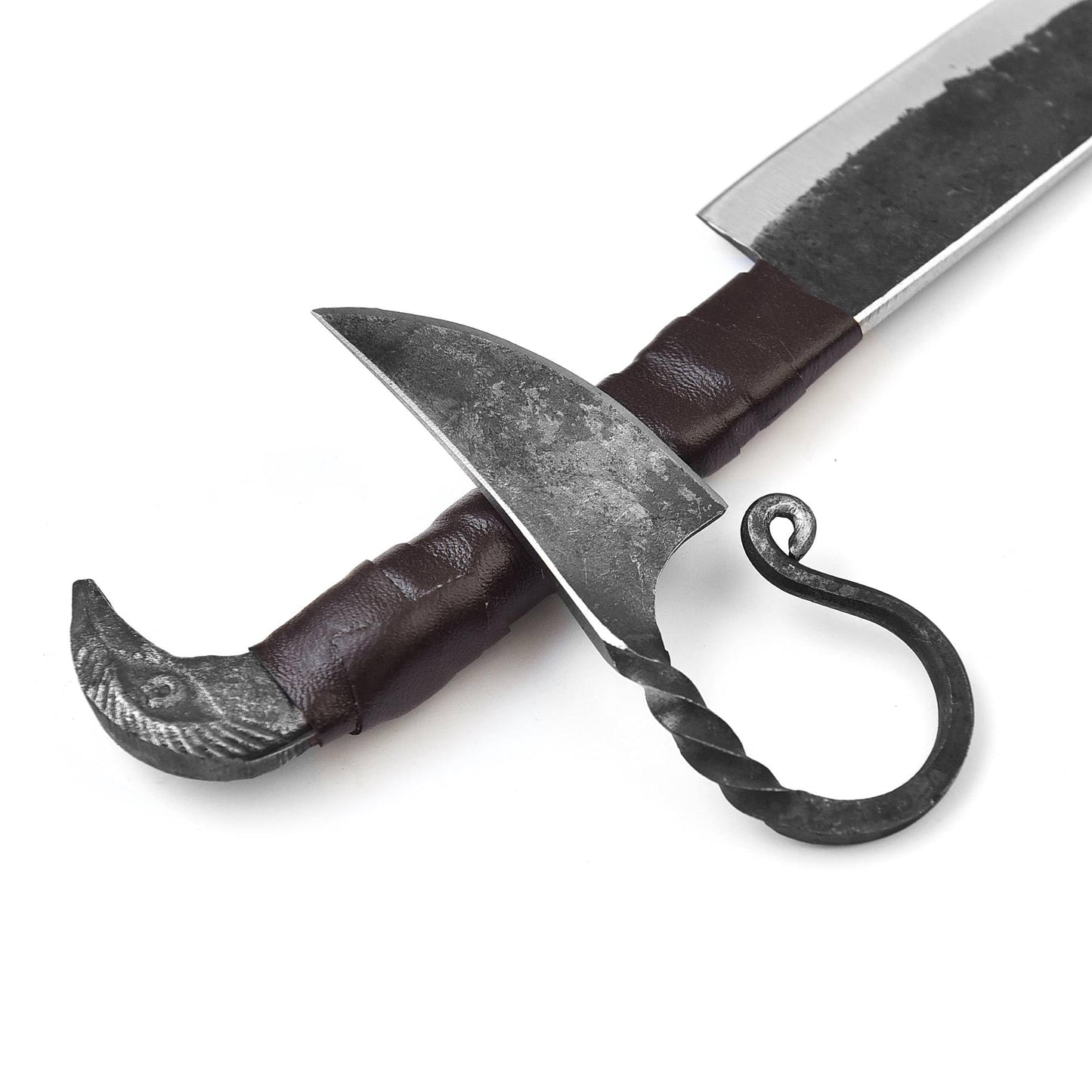 LEONA CRAFT® Viking Knife Set 10” Hand-Forged Carbon Steel Norse Knife with Leather Sheath – Outdoor Camping Hunting Carving Utility Knife, Celtic Design Survival & Hiking Cutting Tool
