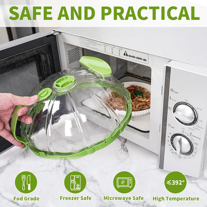 Microwave Splatter Cover for Food Guard - 10 Inch Plate Covers with Water Steamer - Kitchen Essentials