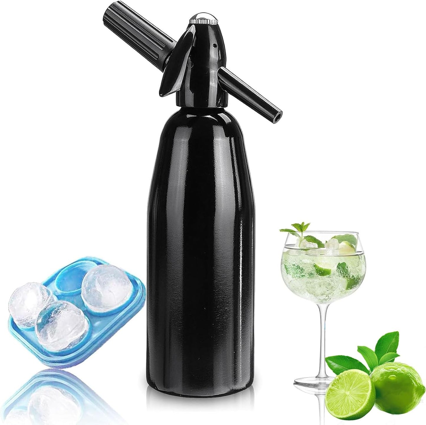 Atldmphic Siphon,1L Drinks,(8 CO2 Soda Sparkling Water and Soda Maker, Portable Carbonated Water Machine, Aluminium