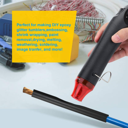 Heat Gun for Crafting - Mini Heat Tool for Epoxy Resin, Silicone Molds, Acrylic Pouring, Embossing, and Bubble Removal, Compact Craft Dryer for Small Art Projects (Black)