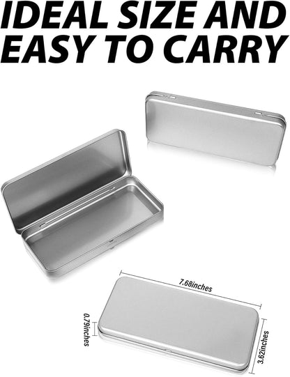 3 Pack Metal Tin Box with Lid, Rectangular Tins with Hinged Lid for Storage of Jewelry, Candies, and Crafts