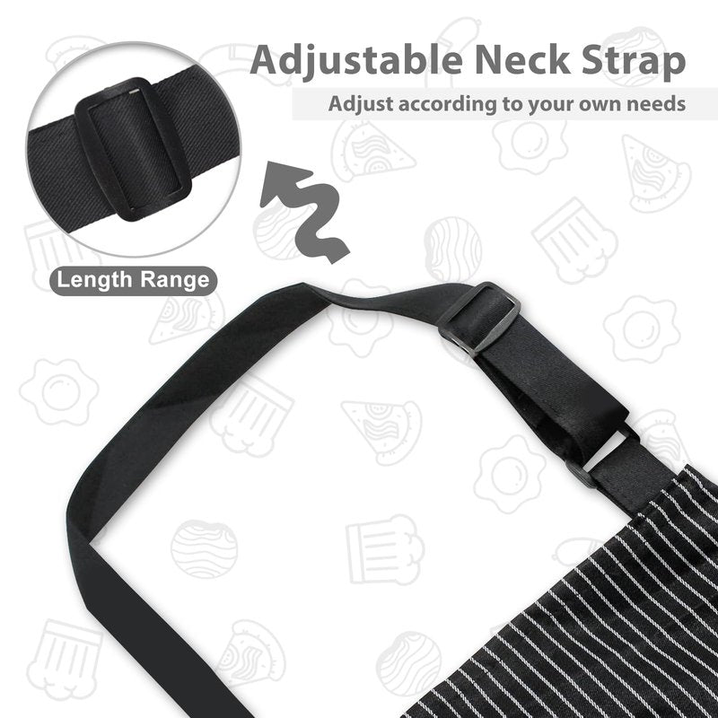 TREASO 2 Pack Aprons for Women with Pockets, Kitchen Cooking Apron for Men, Adjustable Apron Suitable for Chefs, Waiters, Baking, and Nail Technicians