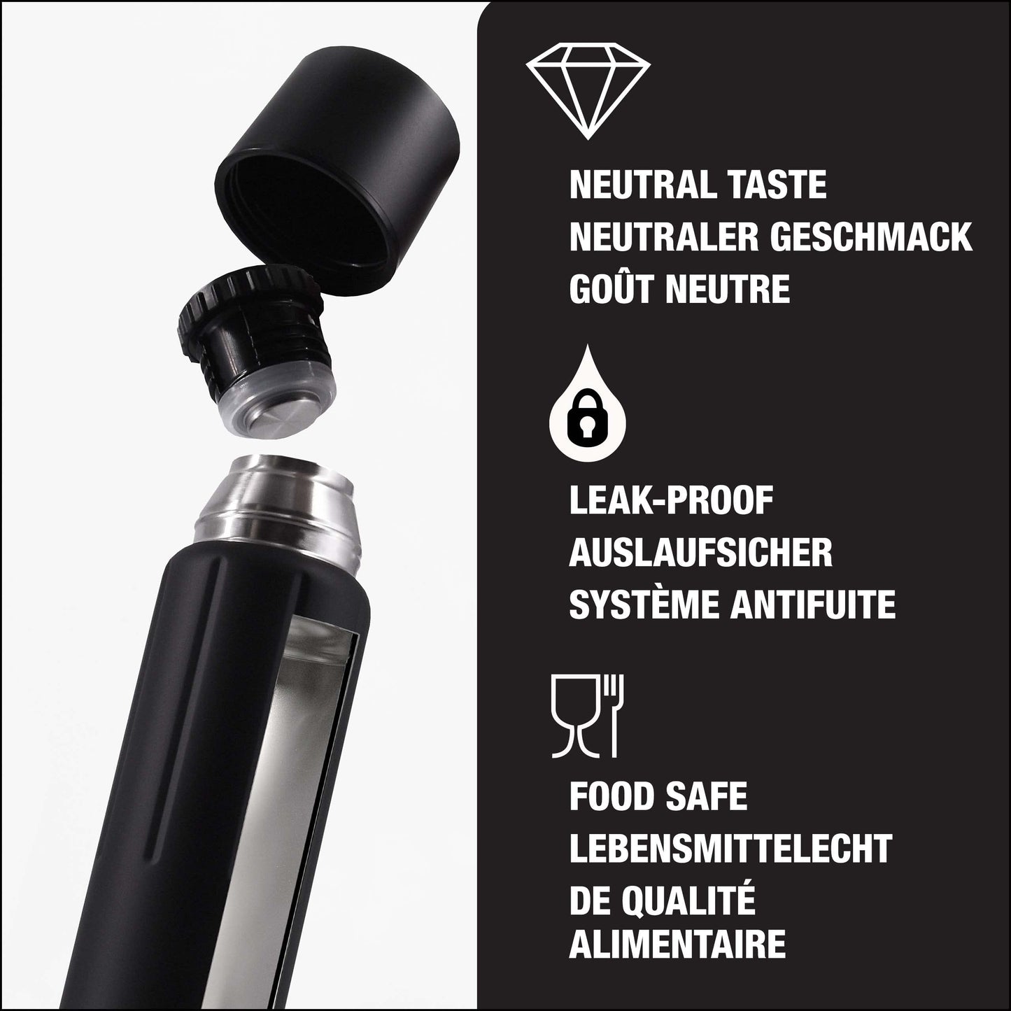 SIGG - Obsidian Insulated Water Bottle - Thermo Flask Gemstone with Cup - Leakproof - Lightweight - BPA Free - 18/8 Stainless Steel - 25 Oz
