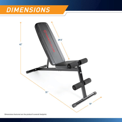 Marcy Multi-Position Adjustable Utility Bench for Home Gym Weightlifting and Strength Training
