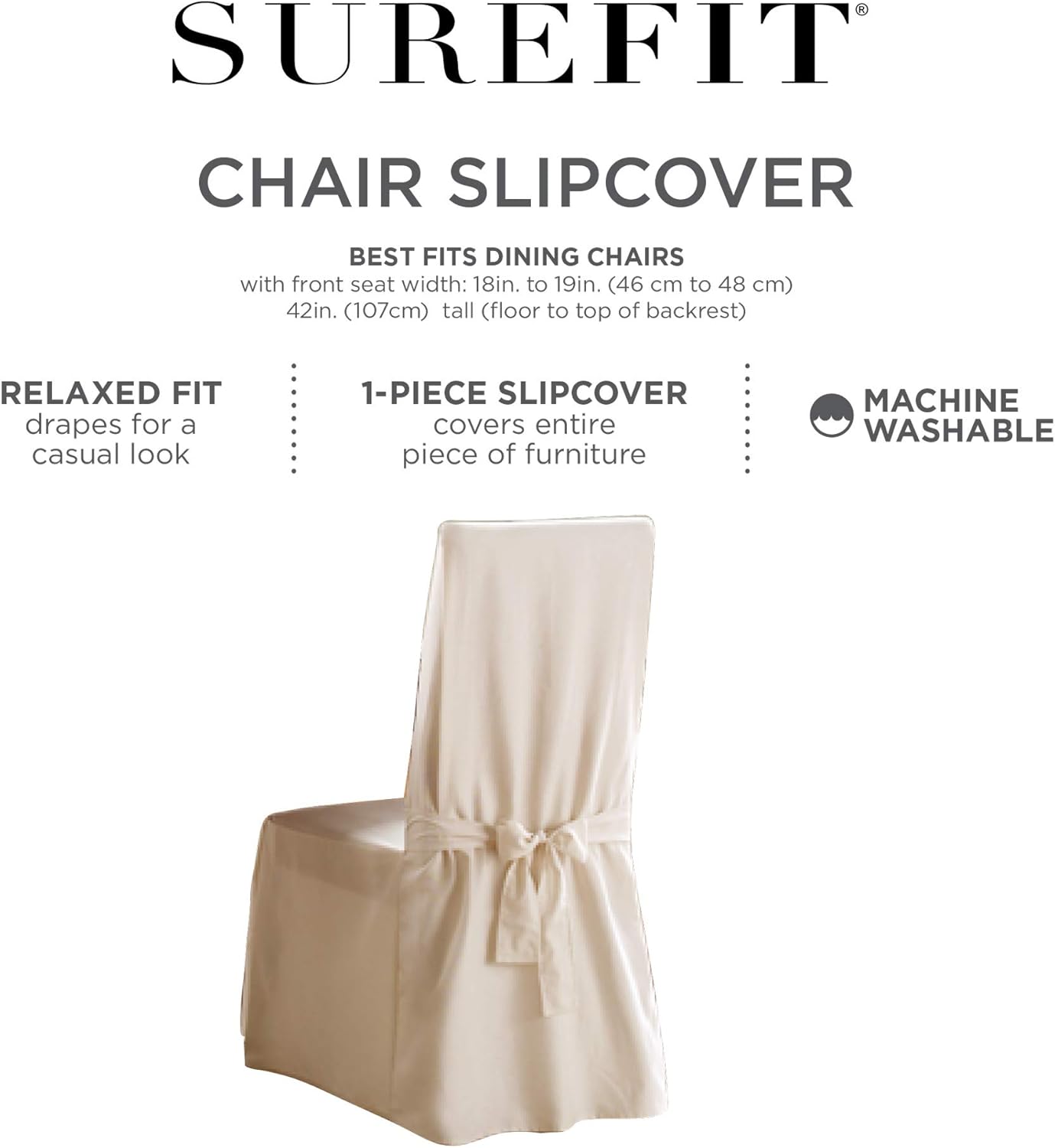 SureFit Scroll Dining Chair Slipcover - Long Skirt and Back Ties, Full Length Relaxed Fit High Back Chair Cover