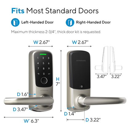 ULTRALOQ Latch 5 World's First Built-in WiFi Smart Lock with Fingerprint, 5-in-1 Keyless Entry Door Lock with Touch Digital Keypad, App Control, Black