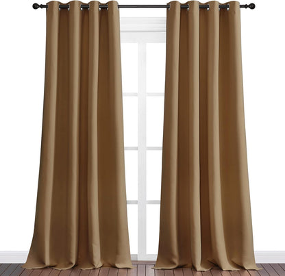 NICETOWN Blackout Curtains - Noise Reducing, Draft Blocking, 120-Inch Length, 2 Panels, Gold Brown