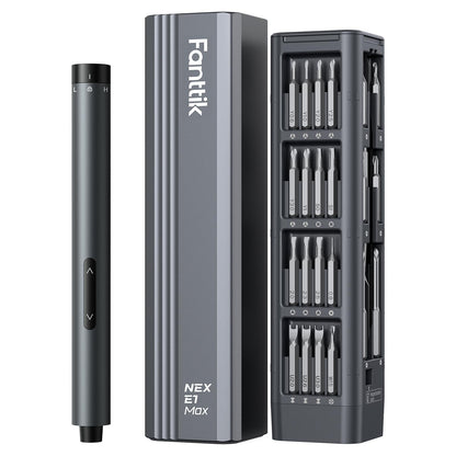 Fanttik E1 Max 3.7V Electric Screwdriver, Mini Precision Screwdriver Set, 50 Magnetic Bits, Magnetic Storage, 5/32‘’Hex, Repair Tool Kit for Electronics Phone Camera Laptop Watch (Grey)