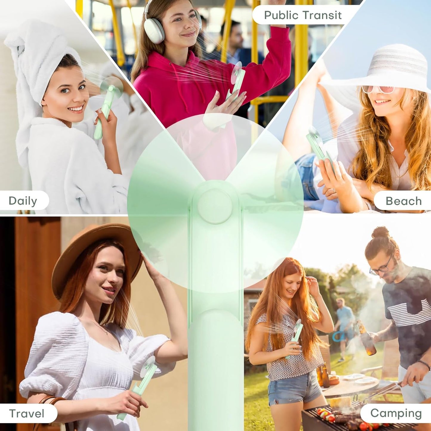 Nezylaf Handheld Mini Fan, Portable Small Pocket Fan, Rechargeable Personal Fan with Power Bank 2000mAh, Travel