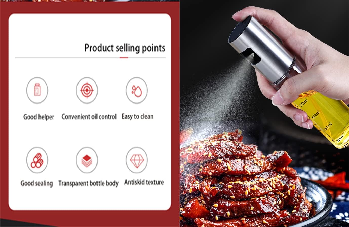 100ml Oil Sprayer for Cooking - Olive Oil Spritzer for Air Fryer, Salad, BBQ, Roasting