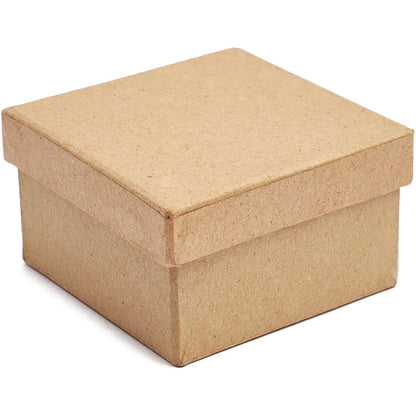 Juvale 6-Pack Mini Paper Mache Boxes with Lids - Brown - 6 Shapes, 3.4 x 3 to 2.7 in Diameter - DIY Craft Storage - Paper Boxes to Decorate