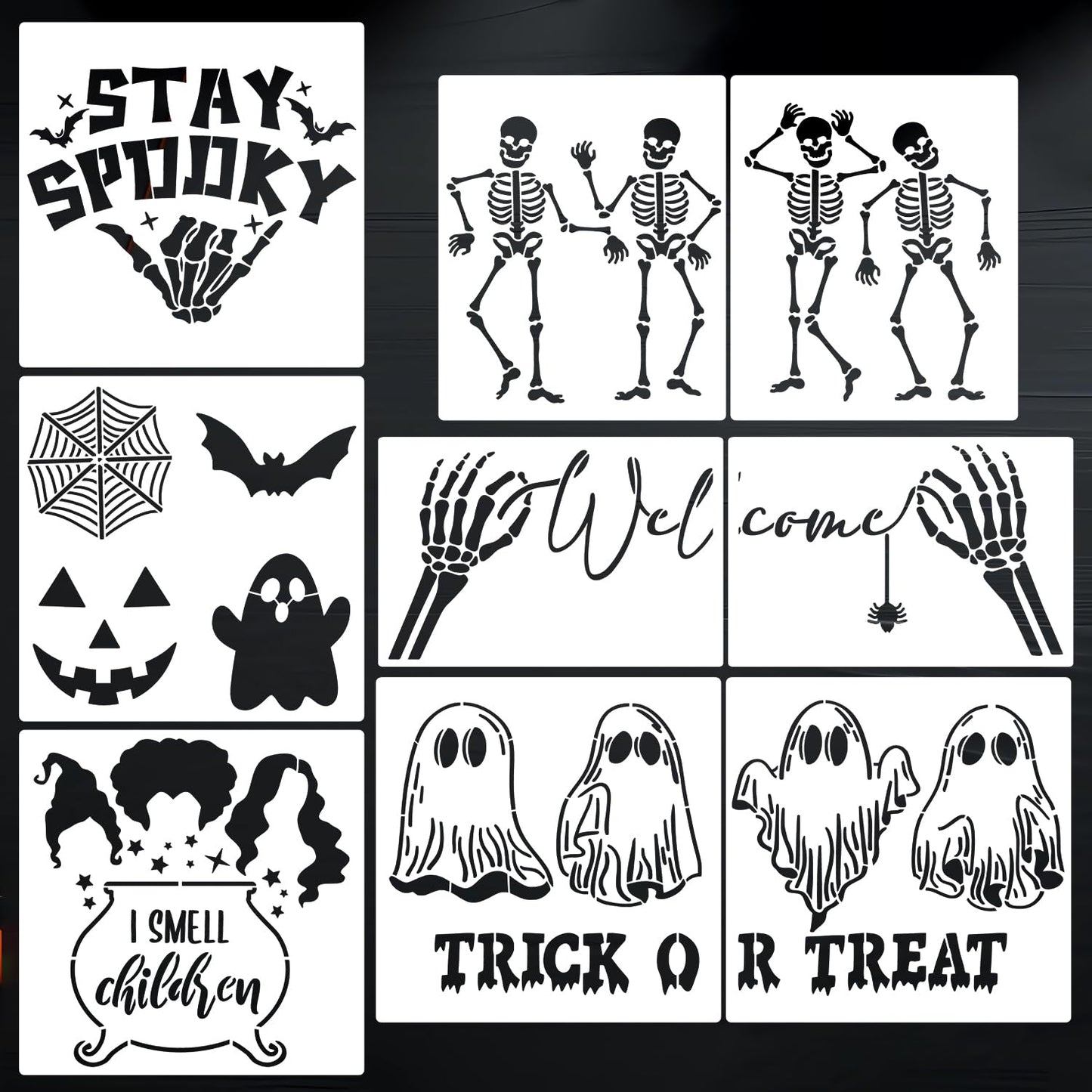 Halloween Stencils for Door Mats Large Halloween Doormat Stencils Skeleton Boo Spooky Ghost Stencil for Door Mat Wood Sign Fabrics DIY Crafts Decor