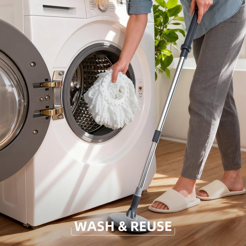 MENSHINE Spin Mop and Bucket Set,Detachable Double Buckets Separate Dirty Water with Stainless Steel Wringer for Floor Cleaning,Cleaning Buckets with 4 Mop Head Replacements for Household Use