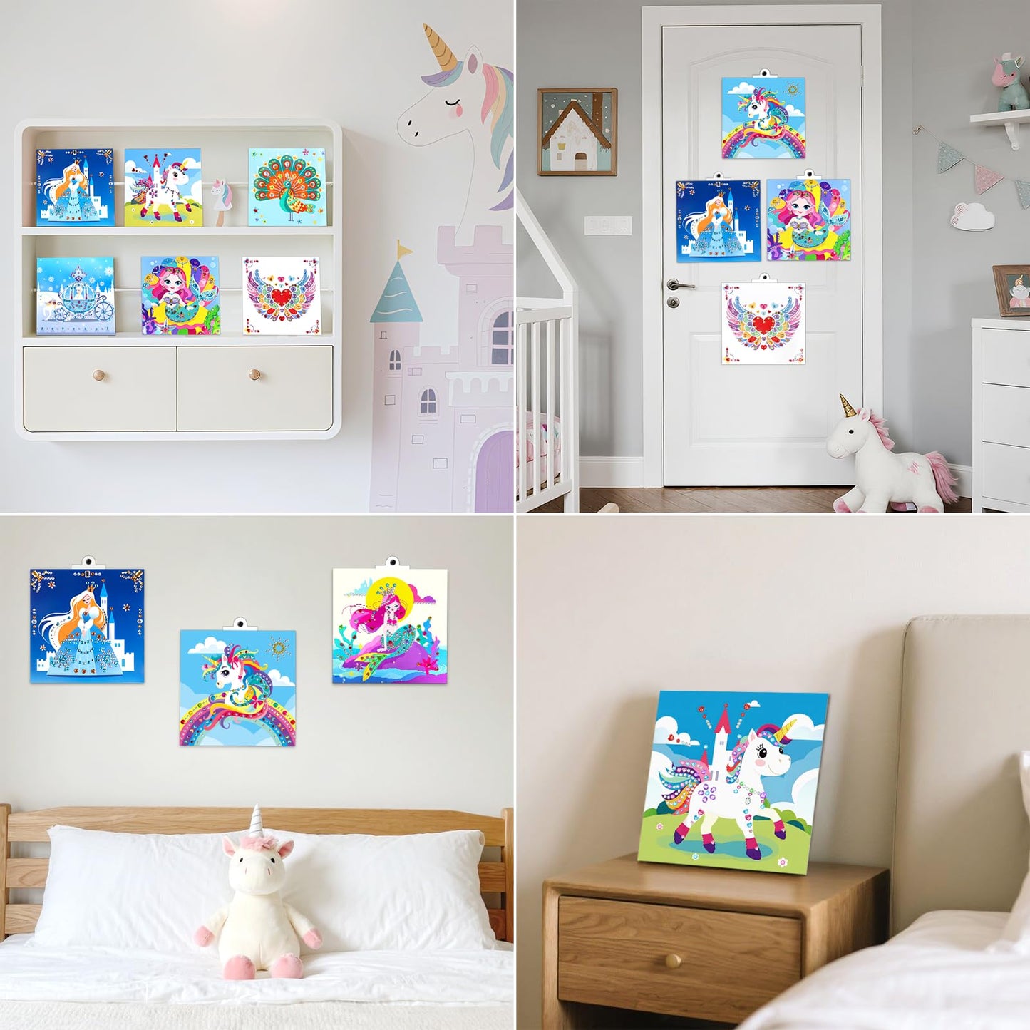 Gem Art Sticker Kit, Arts and Crafts for Kids Age 4-12, 8 Unicorn Princess Themes Diamond Art Kit, Gemstone Sticker Crafts Christmas Birthday Gifts for Girls Ages 4,5,6,7,8 Year Old