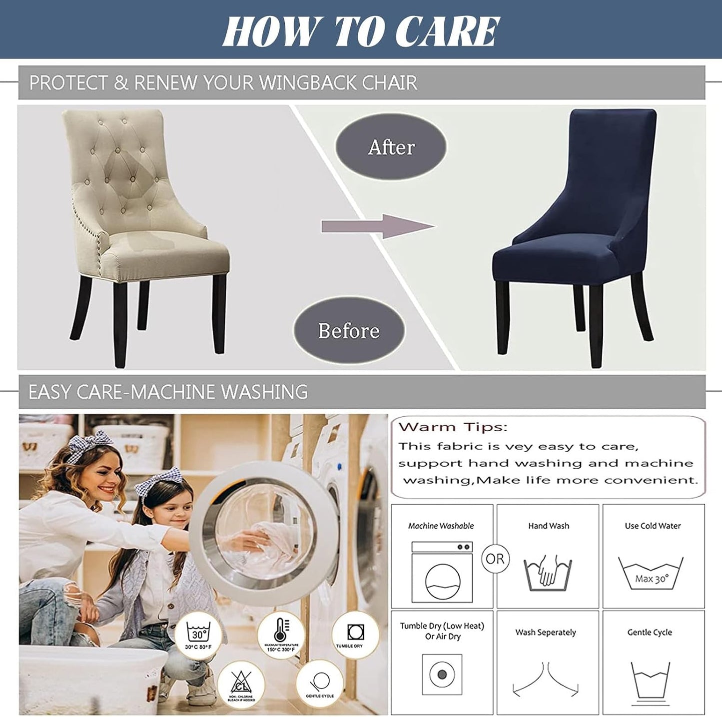 Wingback Side Chair Cover Slipcover Velvet Stretch Arm Chair Protector Accent Chair Cover Slipcover Washable