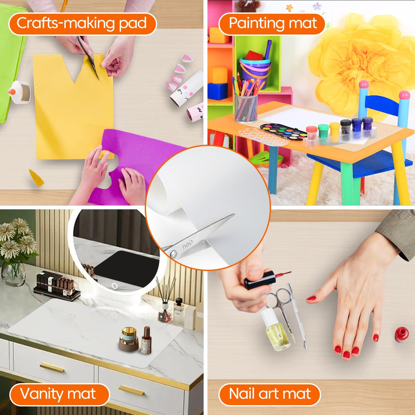 Large Silicone Mats for Kitchen Counter,Countertop Protector for Pastry Making,Silicone Mats for Crafts,Skin-Friendly Surface Vanity Mat,Freely Cuttable(Translucent, 16" x 72" x 1.6mm)