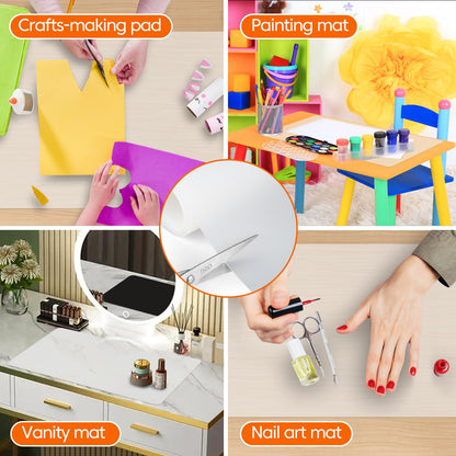 Large Silicone Mats for Kitchen Counter,Countertop Protector for Pastry Making,Silicone Mats for Crafts,Skin-Friendly Surface Vanity Mat,Freely Cuttable(Translucent, 16" x 72" x 1.6mm)