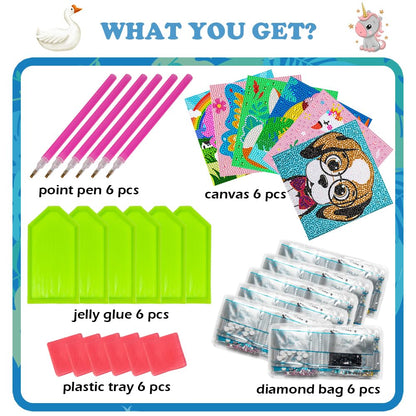 Labeol Diamond Art Kits for Kids Crafts for Girls Ages 6-8-10-12 Easy to DIY Creative Diamond Art Sticker Craft by Numbers Kits for Kids and Adult Beginners (6 Pack Dream)