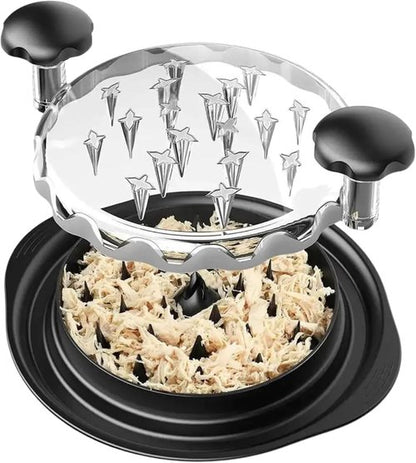 Chicken Shredder Tool by Twist - Manual 10-Inch Meat Shredder with Clear Lid & Non-Slip Base | Easy Clean, Dishwasher Safe (Black)