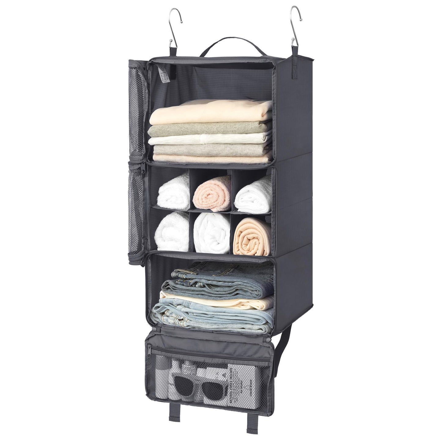 GRANNY SAYS Compression Packing Cubes, Foldable Hanging Travel Shelves with Mesh Window, Packing Cubes for Carry on Suitcase Organizer, Large Travel Organizer Bags, Grey