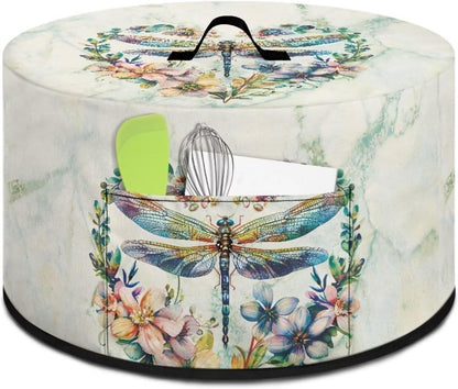 Dragonfly Floral Slow Cooker Dust Cover, Washable Appliance Cover for 6, 7, 8 Quart Oval Crock Pot