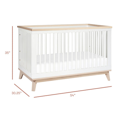 Babyletto Scoot 3-in-1 Baby Crib Convertible to Wooden Toddler Bed, Daybed - GREENGUARD Gold Certified - Easy Assembly, Made of 100% Solid Wood - Includes Toddler Conversion Kit - White/Washed Natural