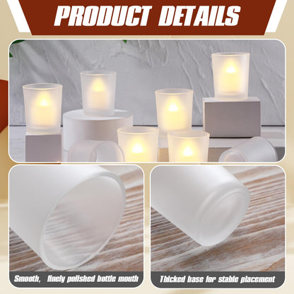 SiliFine Set of 24 Frosted Votive Candle Holders Bulk Tealight Candle Holder Wedding Party Birthday Centerpieces Spa Supplies Home Decorations