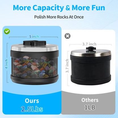 K1 Rock Tumbler Kit – Reliable Rotary Rock Polisher for Adults, Beginners & Hobbyists, 2.5LB Quiet Rubber Barrel with 3 Speeds, 9-Day Timer & Memory Function, Full Accessories Included, Ideal Gift