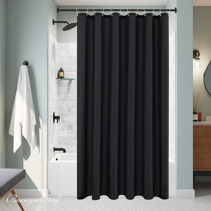 Biscaynebay Fabric Narrow Shower Stall Curtain Liners - 40" x 72", Black Water Resistant Bathroom Curtains