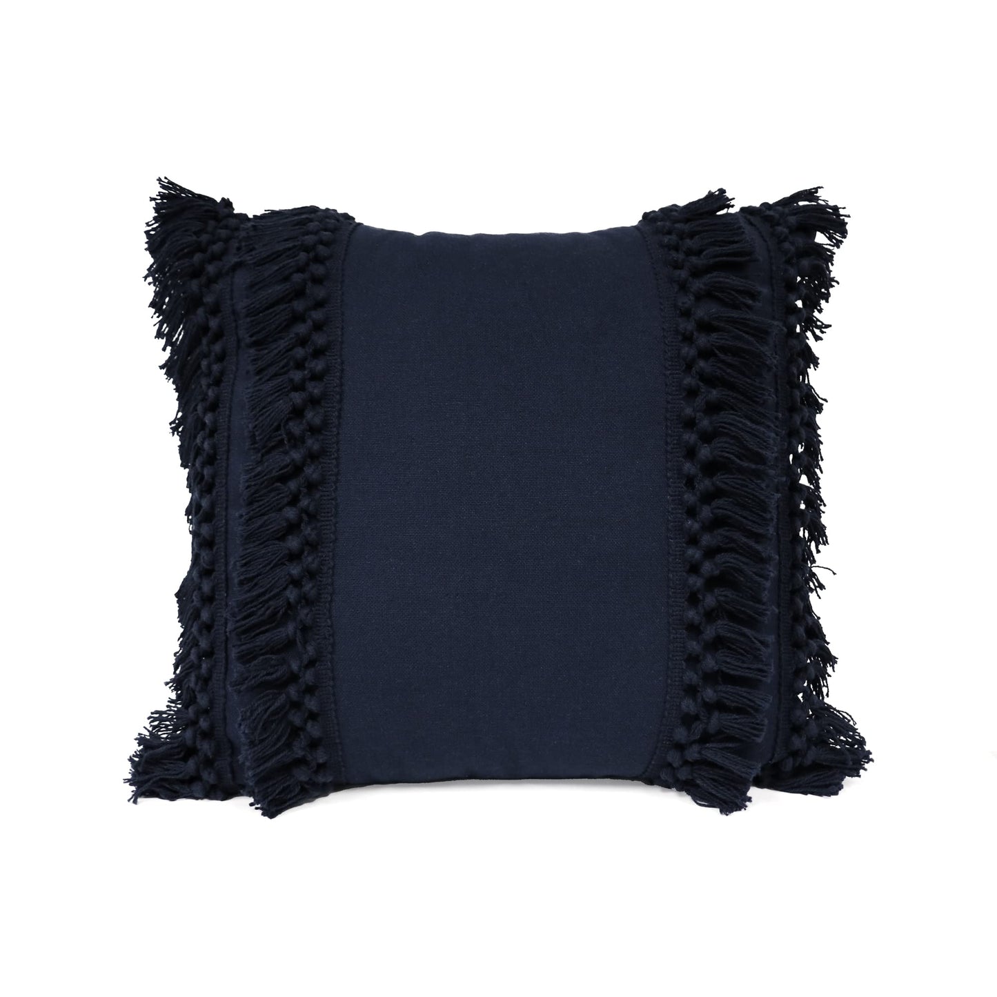 Lush Decor Modern Tassel Decorative Throw Pillow, 20" W x 20" L, Navy - Square Pillow - Throw Pillows For Bed, Couch, Or Chair