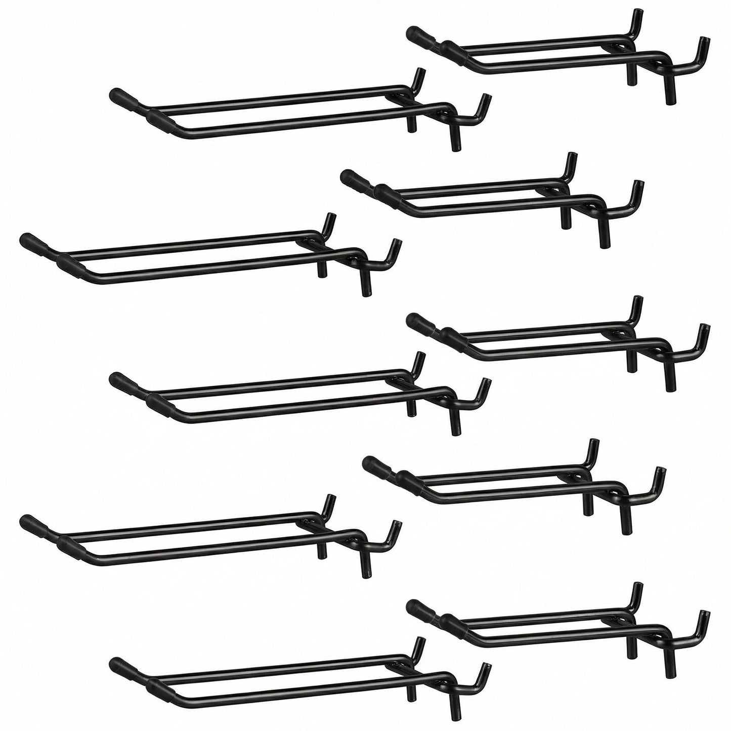 G.CORE 10 Pack Pegboard Hooks, Peg Board Tool Utility Hooks & Hangers Fit 1/4" Pegboards, Heavy Duty Metal Peg Board Shelving Hooks, Wall Organizers and Storage for Craft Room Garage Workbench (Black)