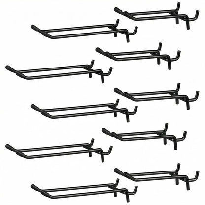 G.CORE 10 Pack Pegboard Hooks, Peg Board Tool Utility Hooks & Hangers Fit 1/4" Pegboards, Heavy Duty Metal Peg Board Shelving Hooks, Wall Organizers and Storage for Craft Room Garage Workbench (Black)