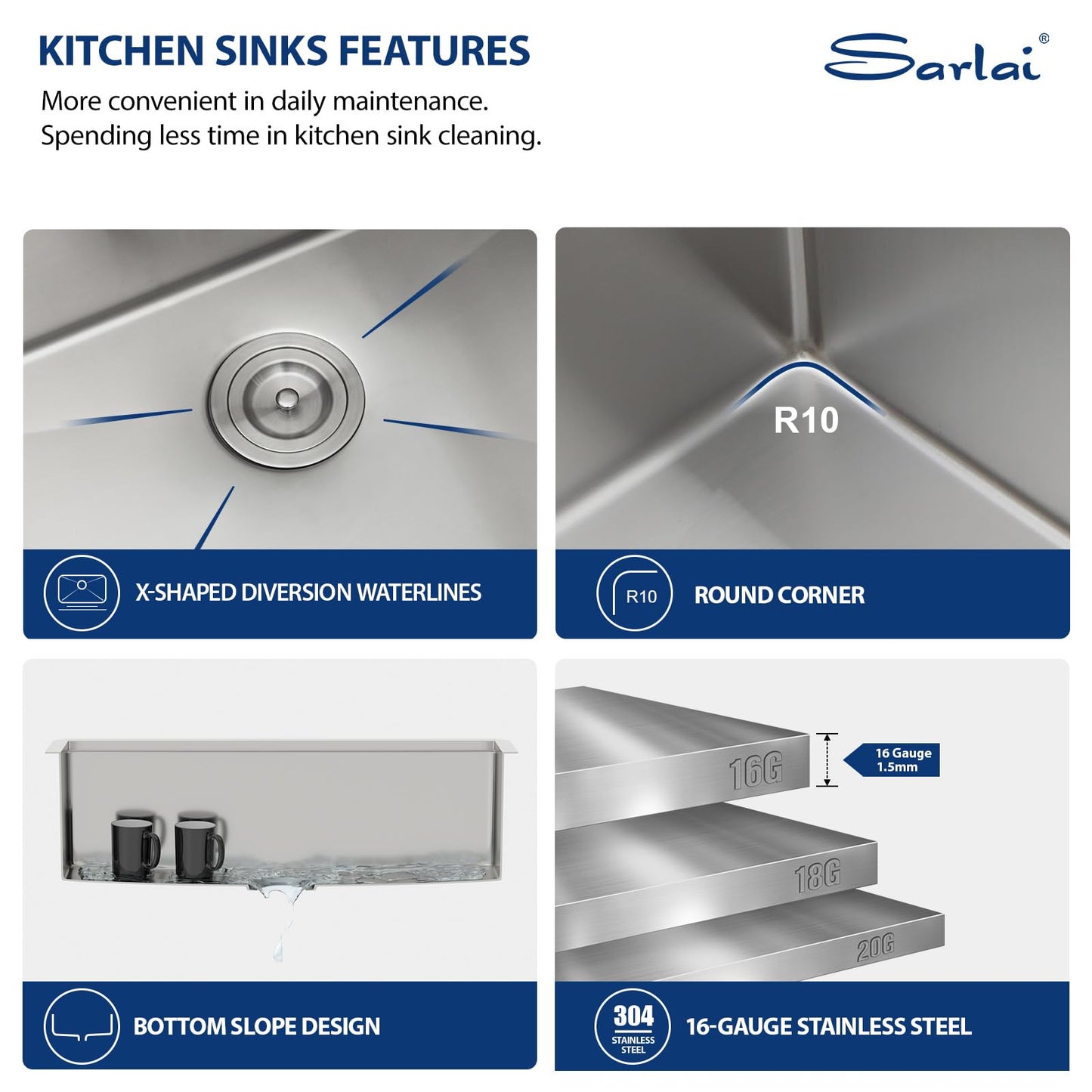 Sarlai 36 Farmhouse Sink Stainless Steel - 36x22 Inch Kitchen Sink Ledge Workstation Apron Front Single Bowl 16 Gauge Stainless Steel Luxury Undermount Farm Kitchen Sink