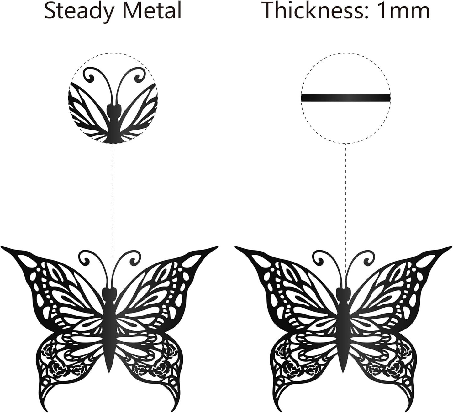 CREATCABIN Butterfly Metal Wall Art Decor, Black Iron Hanging Ornament, Wall Sculpture Gift for Home Office