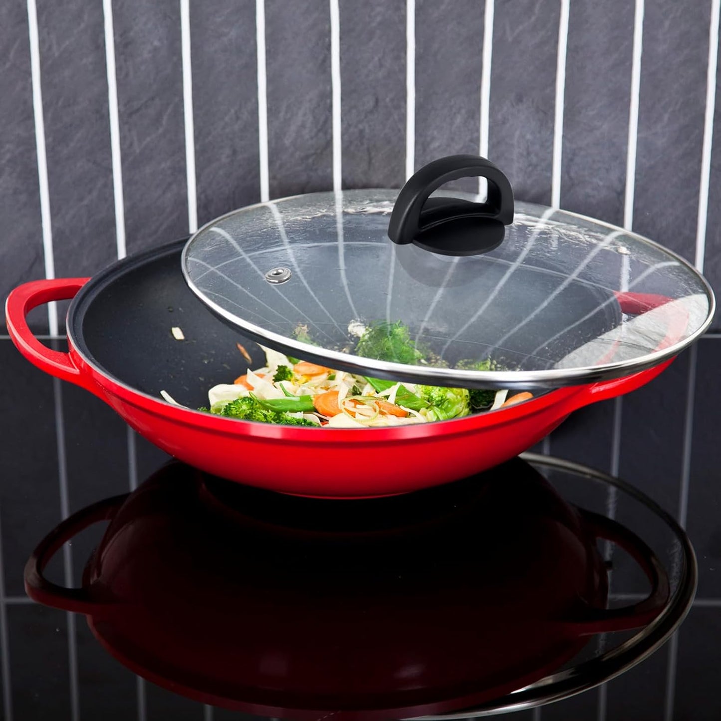 Tempered Glass Pan Lid, 8" Pot Cover with Heat Resistant Handle for Frying Pan, Skillet, Cast Iron, Wok