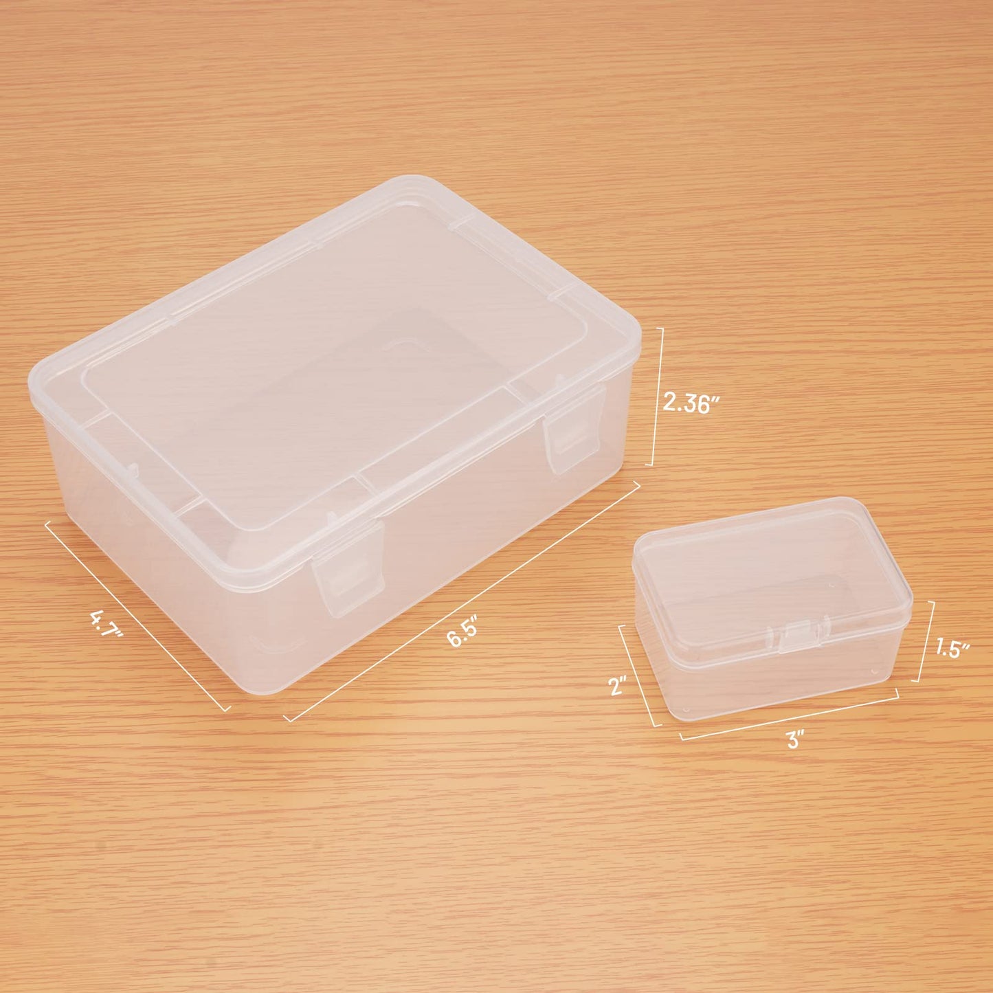 Mathtoxyz 2PCS Small Bead Organizers and Storage, Clear Bead Storage Containers Rectangle Bead Holder Plastic Cases Transparent Boxes for Nail DIY Craft Making Jewelry Battery Screw