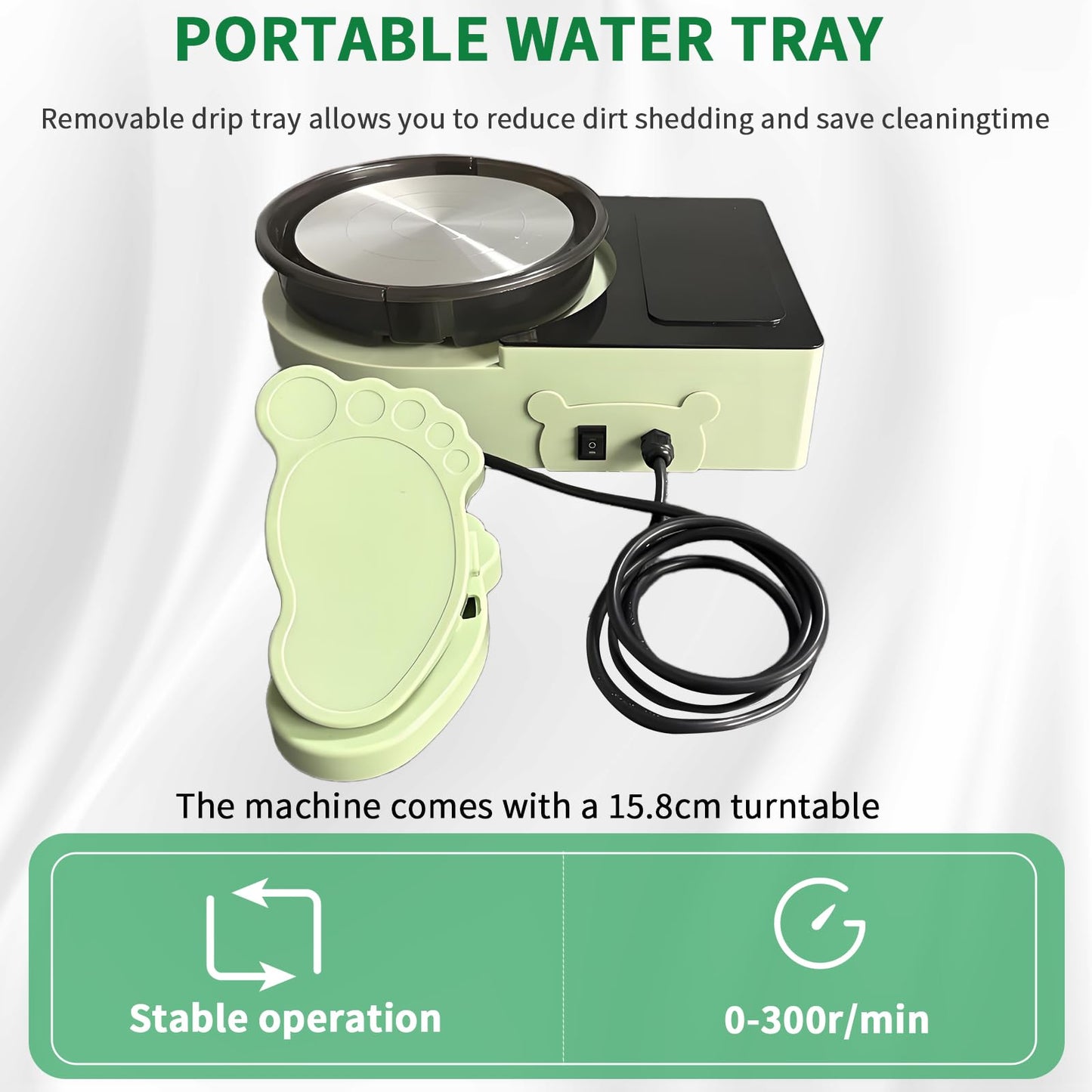 Pottery Wheel Machine with Foot Pedal, 6" Turntable Two-Way Rotation Clay Wheel，Electric Ceramic Forming Machine with Detachable Basin,DIY Clay Potter's Wheel Kit for Kids and Beginners Adults at Home
