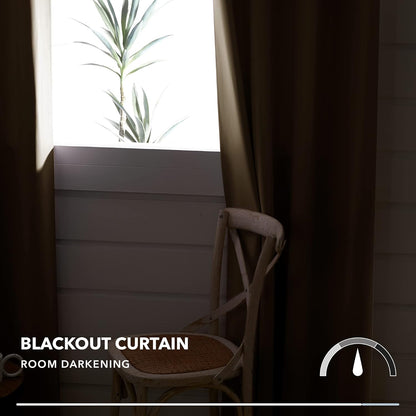 Deconovo Blackout Curtains, Room Darkening Thermal Insulated Drapes, 2 Panels 38W x 54L Inch Taupe