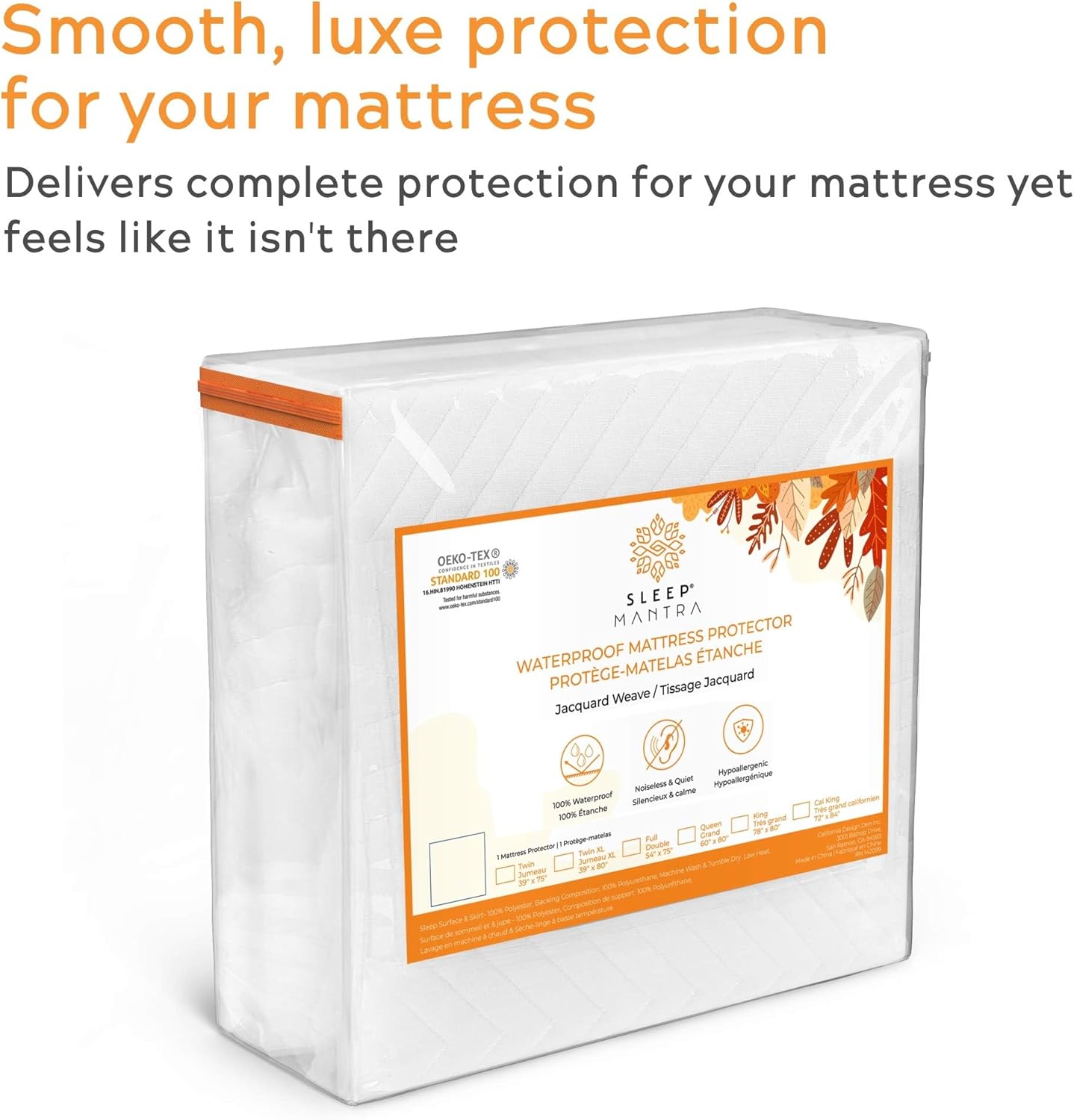 3D Sleep Mantra California King Adjustable Mattress Cover, White, Vinyl-Free Air Fabric, Waterproof, Machine Washable