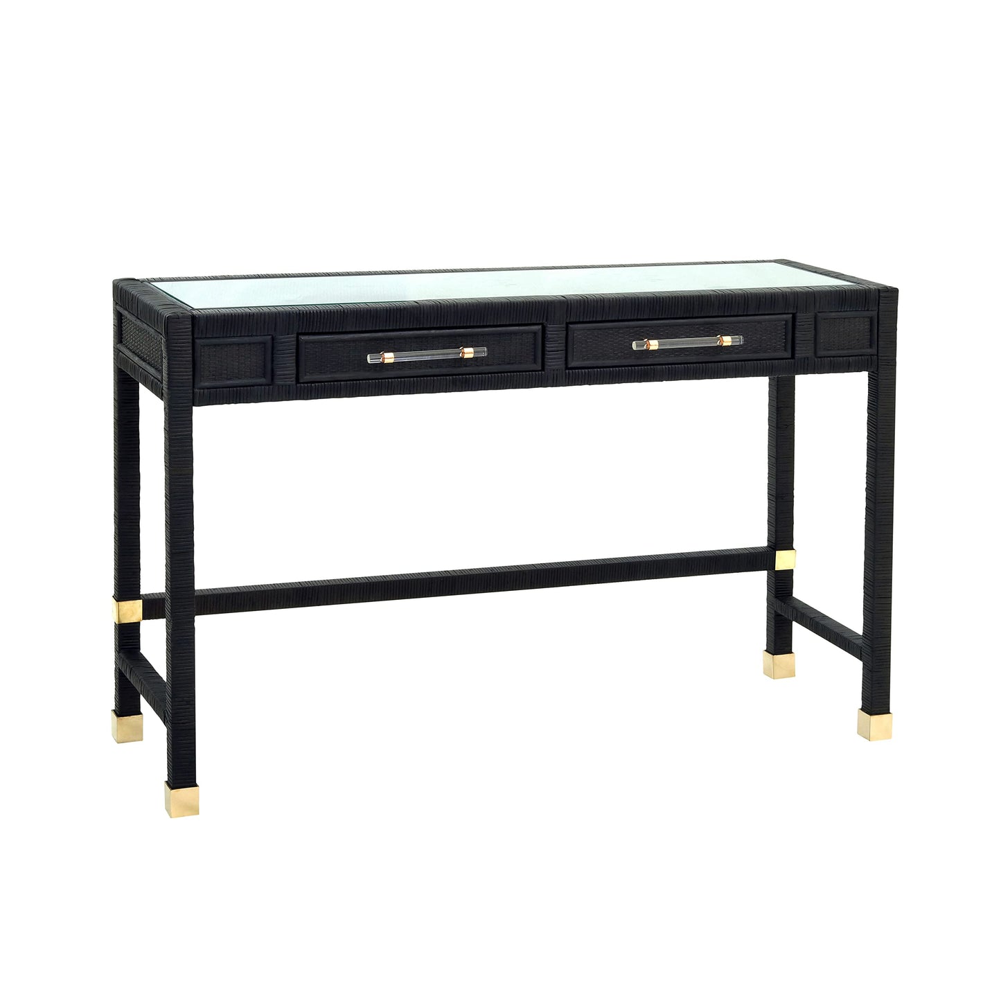 Tov Furniture Amara Charcoal Rattan Desk