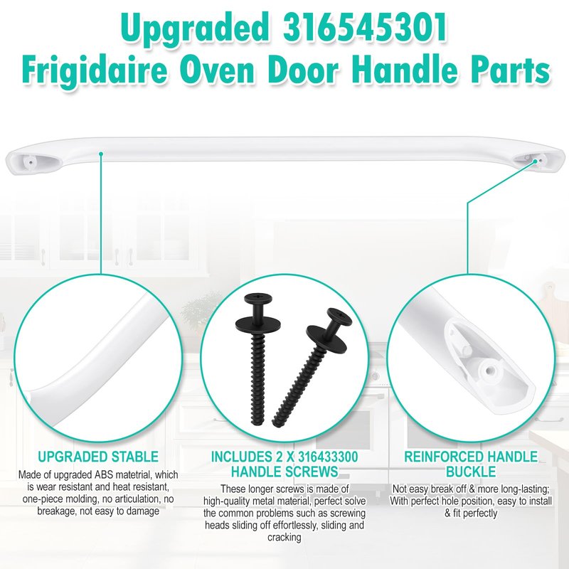 Upgraded 316545301 Oven Door Handle Replacement Compatible with Frigidaire Kenmore Crosley Stove Oven Handle Replacement 316020200 1614011 AP4527354 Range Oven Handle for Gas/Electric Range Stove