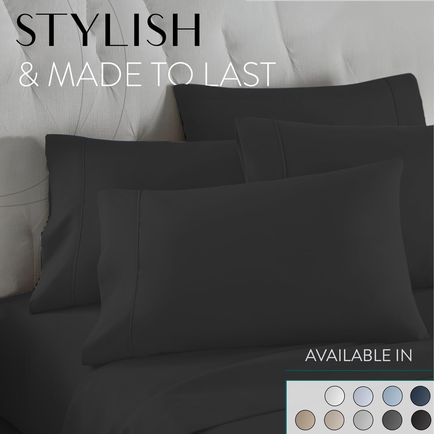 Danjor Linens Bed Sheet Set Queen Size for Hot Sleepers, Hotel Premium Sheets with 4 Pillowcases, Lightweight Brushed Microfiber Deep Pockets, Breathable Cooling 6 Piece Bedding Sets, Black