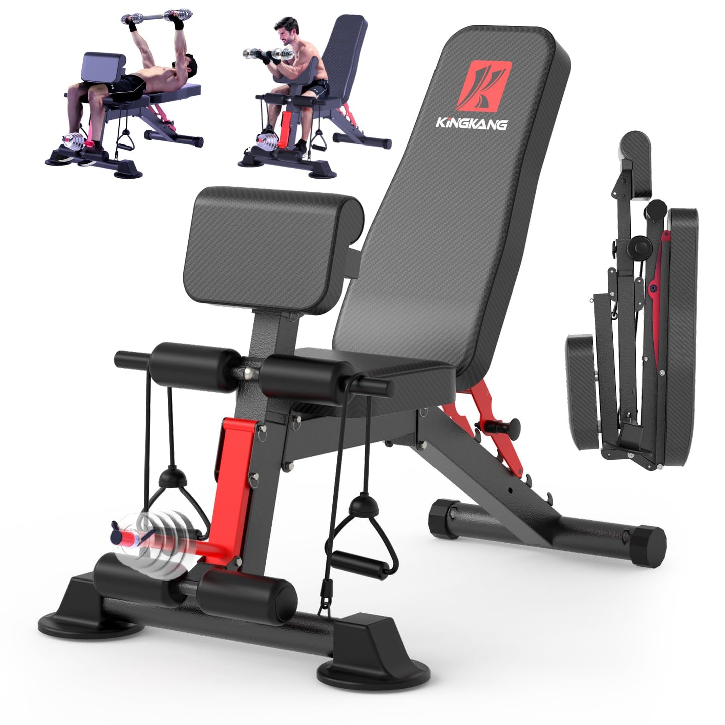 Adjustable Weight Bench,Utility Workout Bench Foldable Incline Decline Benches for Home Gym Full Body Workout,Load 600LBS