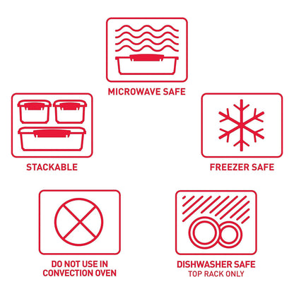 Sistema Heat & Eat Microwave Container Set, 4 Rectangular Microwaveable Food Containers with Lids & Steam Release Vents, Dishwasher & Freezer-Safe Food Storage, 2 x 1.25L & 525mL Sizes, BPA-Free