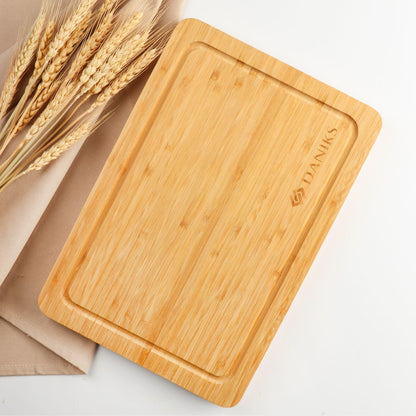 Daniks Bamboo Cutting Board Set of 2 with Juice Groove, XL 16x12 & L 13x9 in – Cutting Boards for Kitchen, Meal Prep, Serving & Charcuterie, Heavy‑Duty