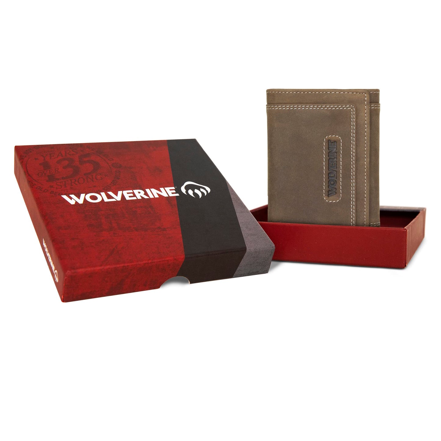 WOLVERINE Men's RFID Blocking Trifold Wallet, Rigger, Rugged-Brown, One Size