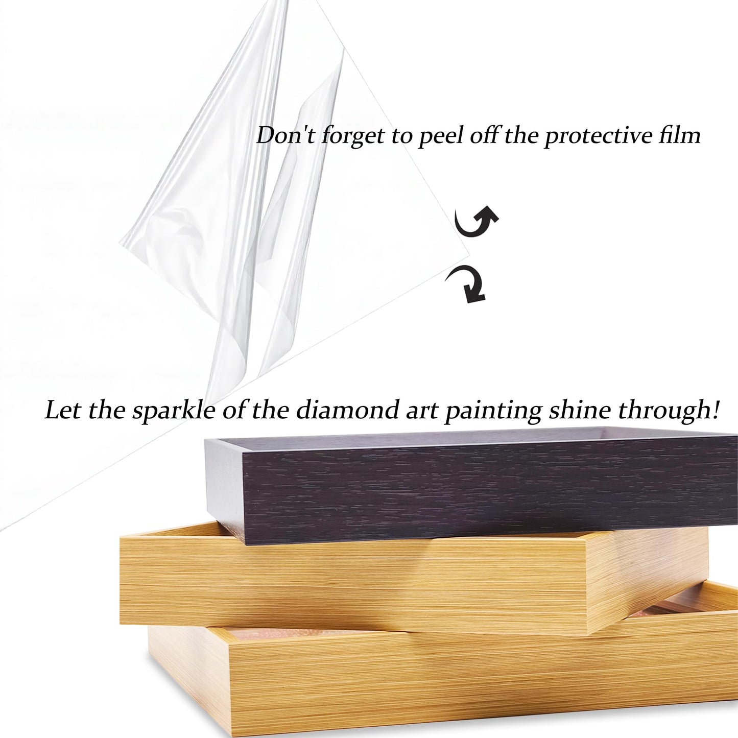 Eiflow Tabletop Diamond Art with Black Wood Frame, Desktop Diamonds Painting Kit for Adults Bird, DIY Acrylic Gem Art Painting on Stand Board Kit