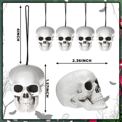 Skull Christmas Ornaments Gothic Tree Topper Spooky Christmas Decorations 1 Pcs Large Skull Tree Topper Bow and 24 Pcs Small Plastic Skeleton Head Hanging Ornament for Xmas Front Door Outdoor