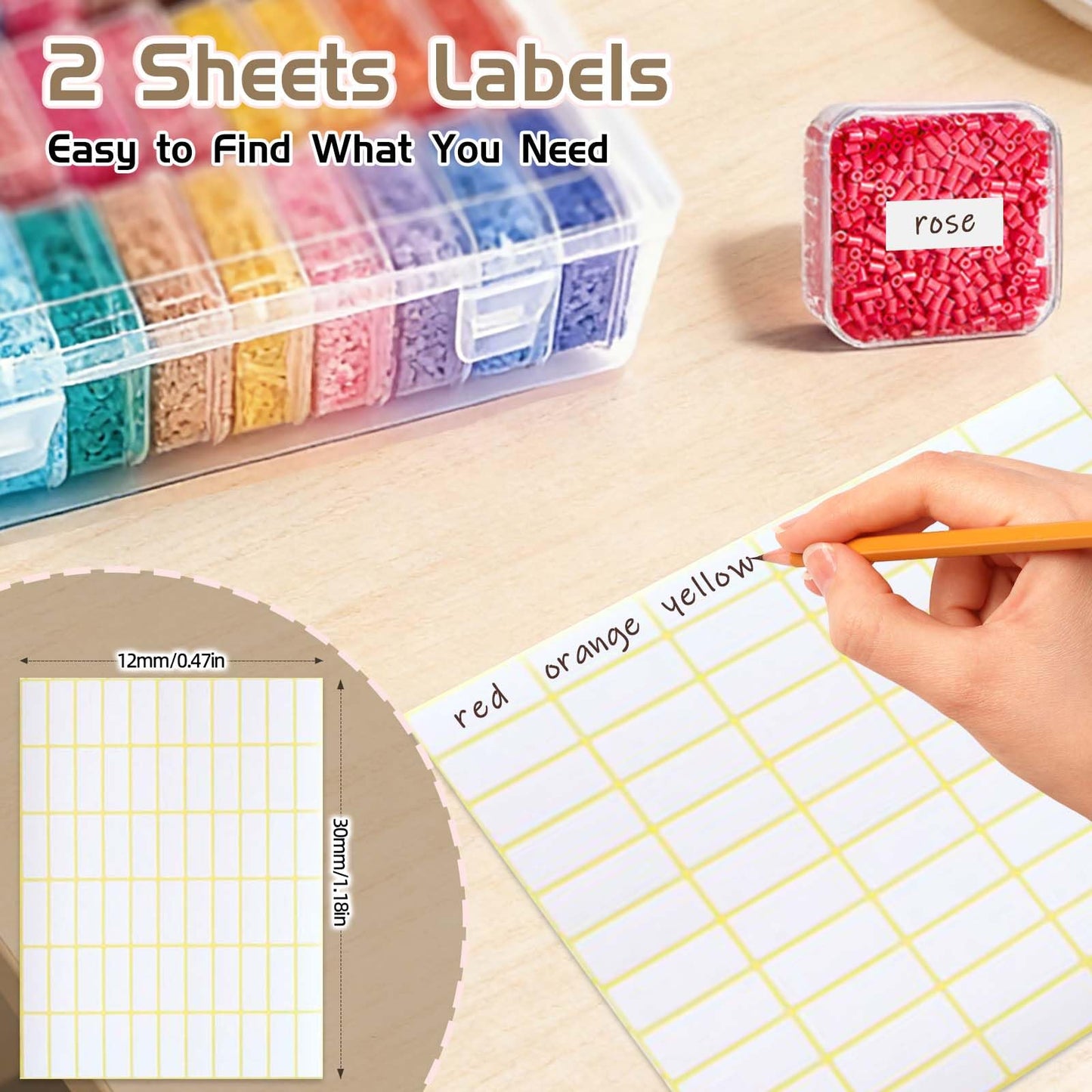YUX-DTDSU 74 PCS Bead Organizer Box with Hinged Lid, Craft Storage Containers with 2Pcs Tweezers and Labels, Small Clear Plastic Diamond Painting Storage Case for Jewelry, Bracelet, Seed, DIY Crafts