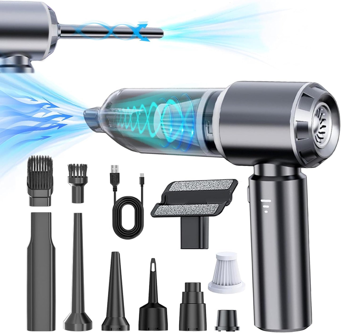 Portable Cordless Handheld Car Vacuum, 15000PA, 3 Speed Adjustable 4 in 1 with Brushless Motor and Multiple Nozzles